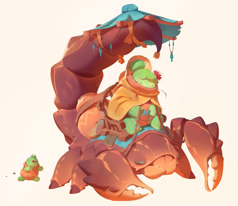 A Pricklefolk traversing the Thunda Sands on a Snipsnap